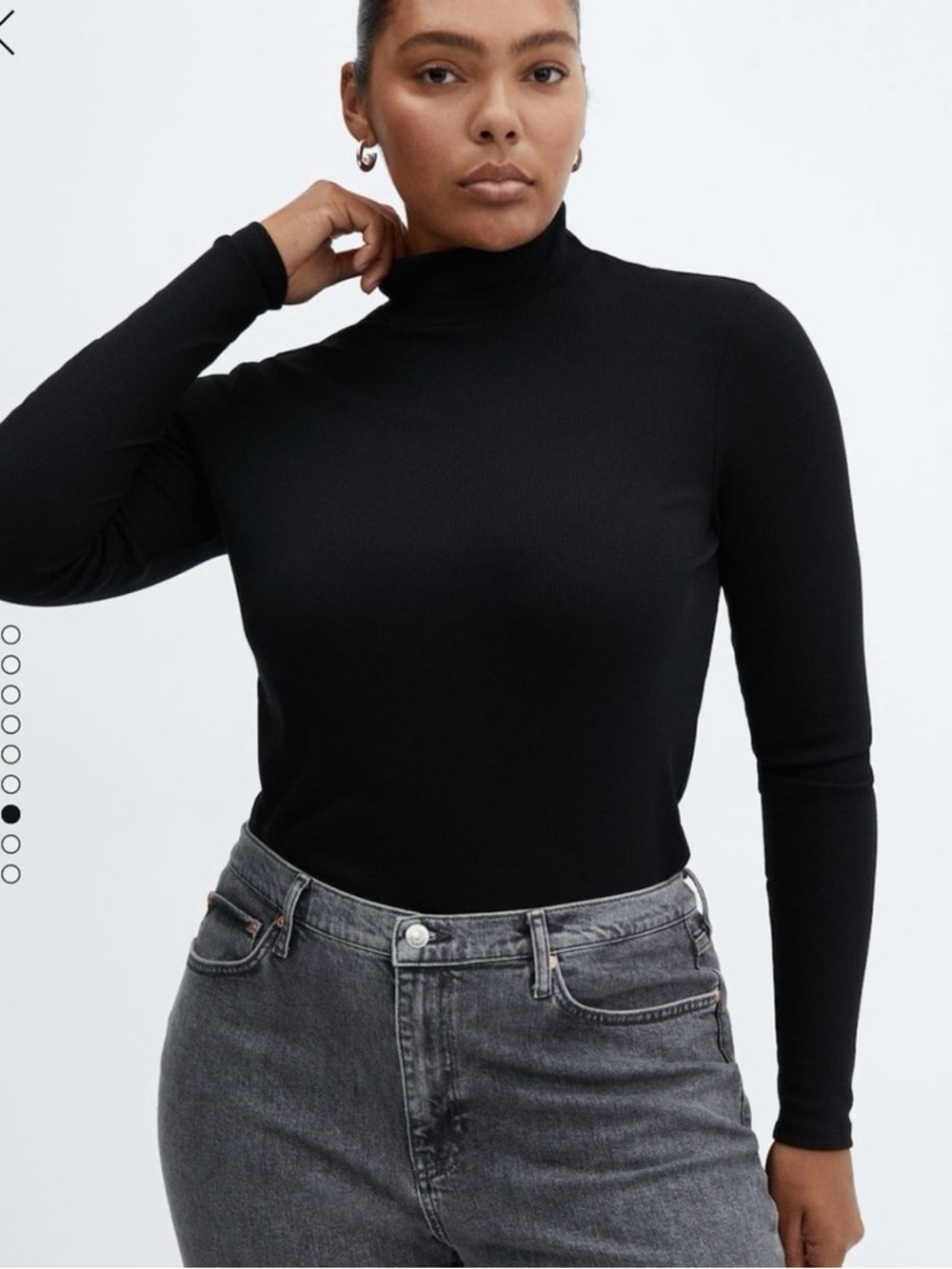 MNG Mango Black Turtleneck Top XS Long Sleeve Stretch Basic